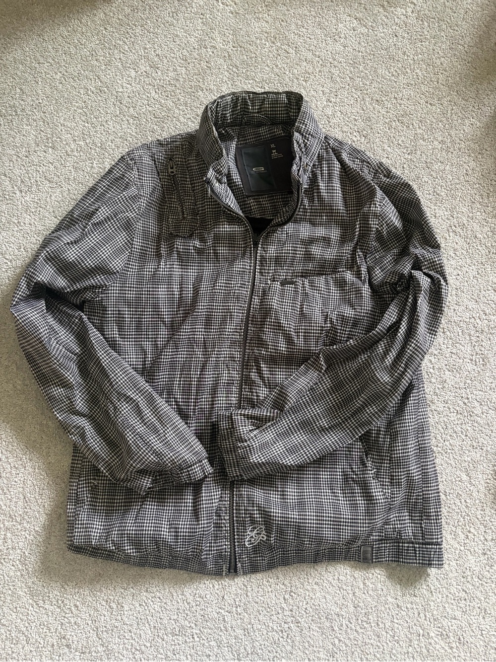 G-Star Lightweight Check Zip Jacket in Black and Gray